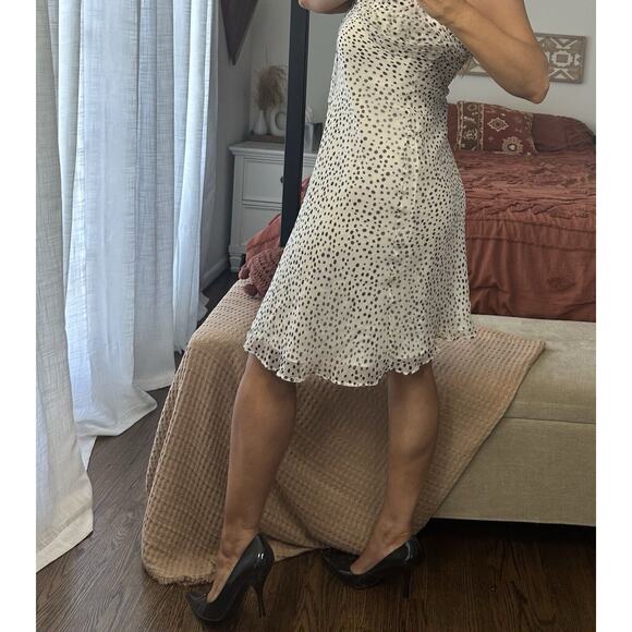 Vintage White House Black Market Size 8 100% Silk White Black Polka Dot Dress - Picture 6 of 8